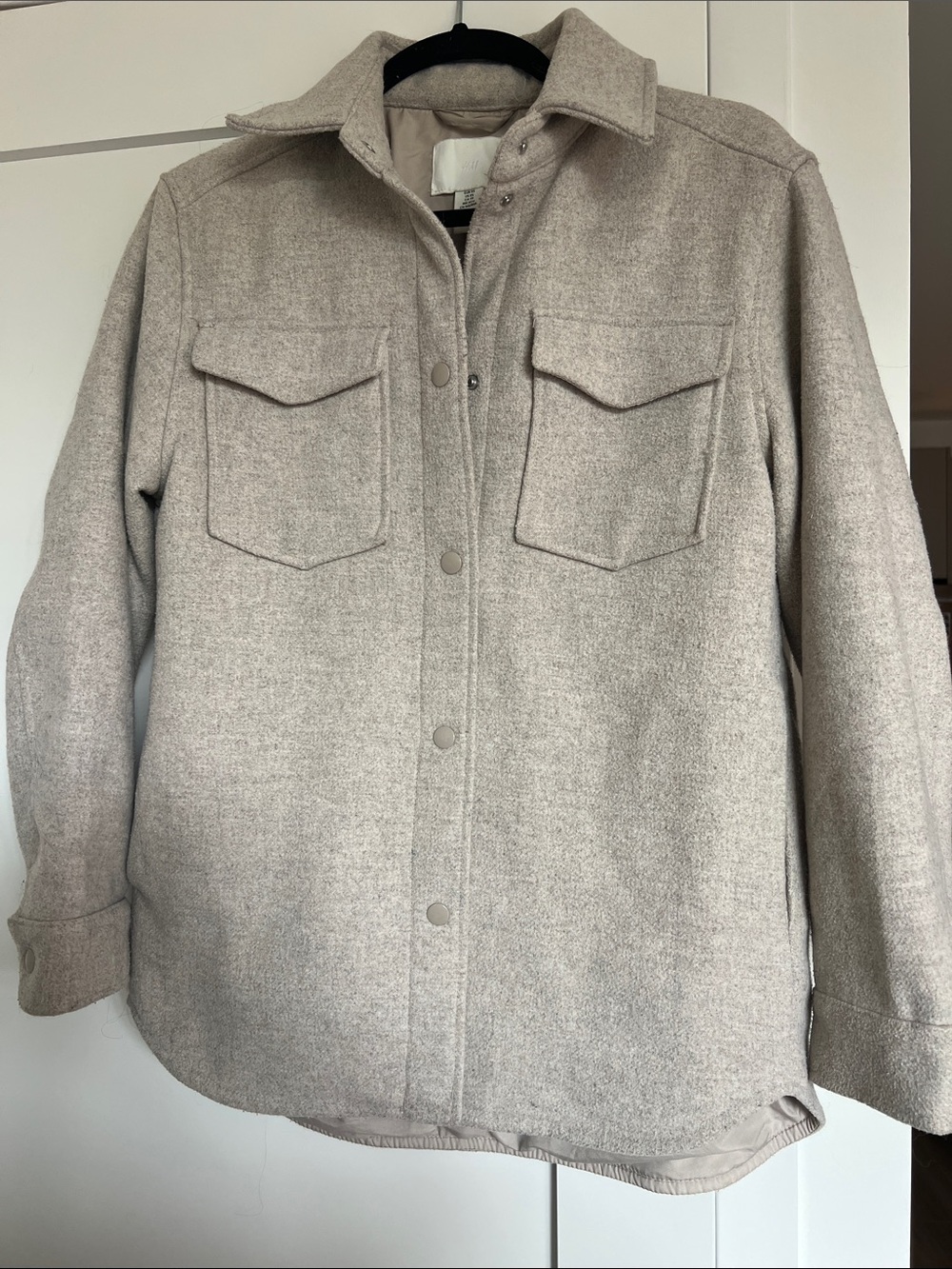 H&M Beige Utility Shacket with Front Flap Pockets